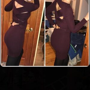 Women maroon sweater dress  runs size small